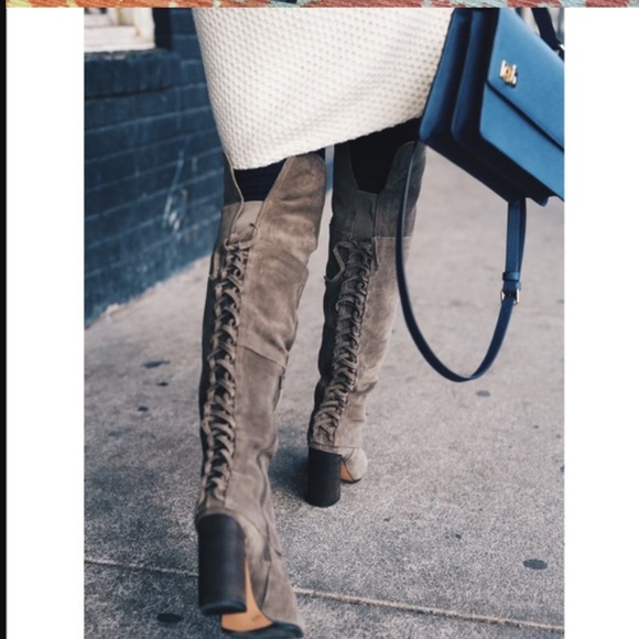 Vince Camuto Tolla leather over the knee lace up back with side zipper size 6.5 - Picture 13 of 15